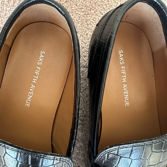 Saks Fifth Avenue Firenze Men’s Black Leather Loafers Size 9M - Picture 9 of 10